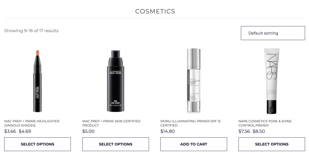 Mina theme - makeup cosmetics e-commerce product listing