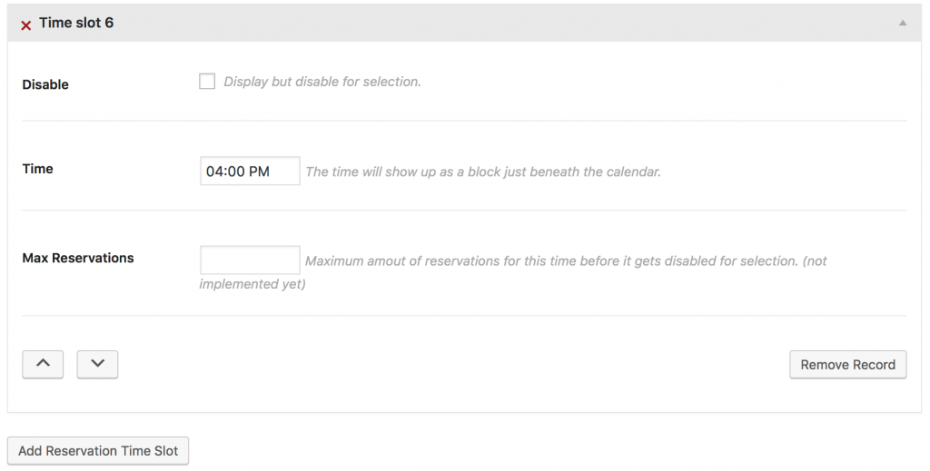 Mina theme - calendar time slots set up.