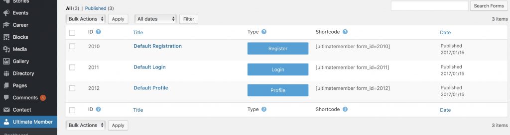 Sayidan theme - ultimate member registration and login forms