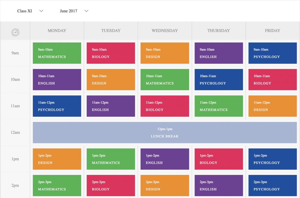 Sekolah theme - school timetable screenshot.