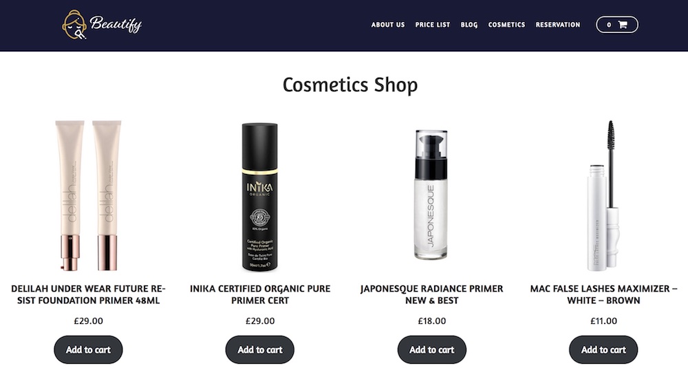 Beauty WordPress template - Website for Selling Cosmetics online.