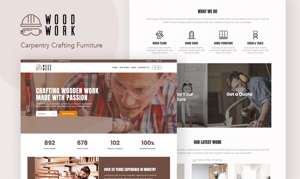 WordPress theme WoodWork by Kenzap for carpentry companies