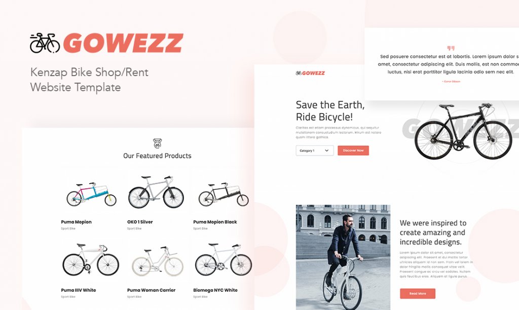 Gowezz Kenzap bicycle shop WordPress theme 