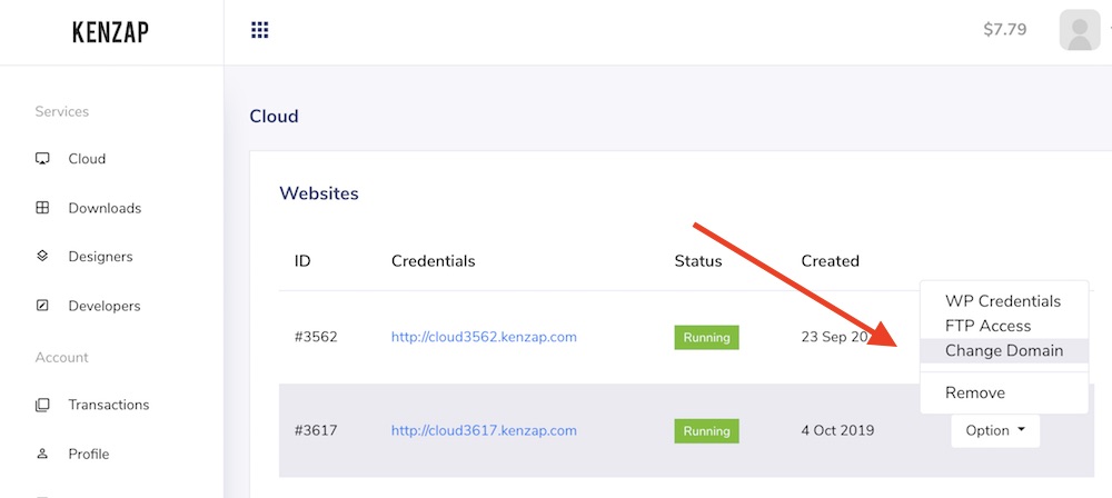 Connecting domain name to Kenzap Cloud website