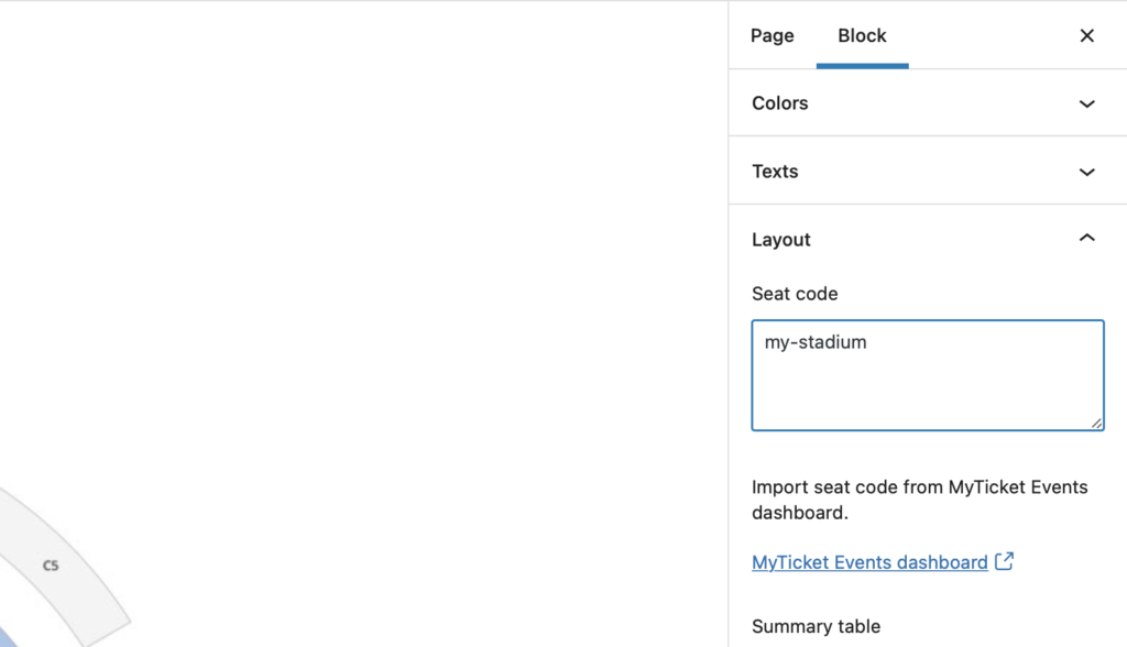 Declaring large layout in MyTicket Hall block