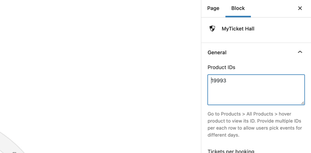 Defining hall layout product ID under MyTicket Events plugin